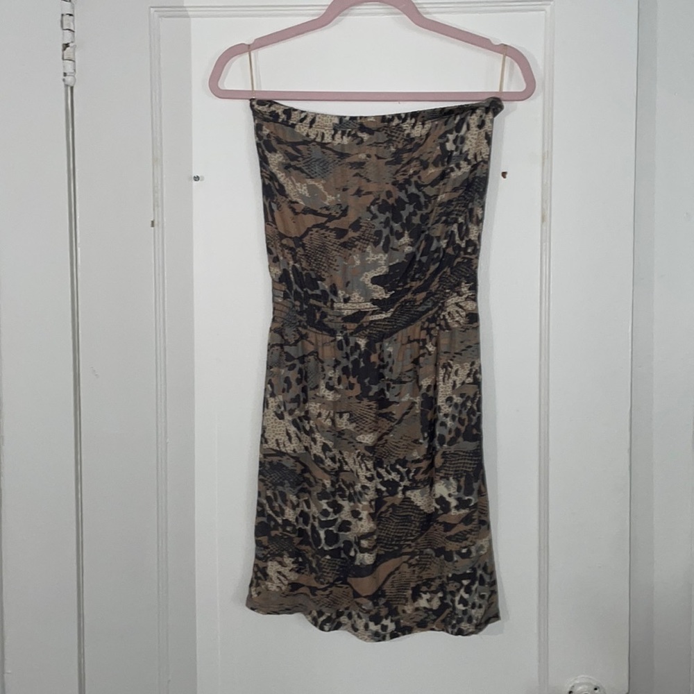 Aqua camoflauge strapless dress